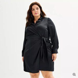 Intempo Black Long Sleeve Wrap Dress 2X